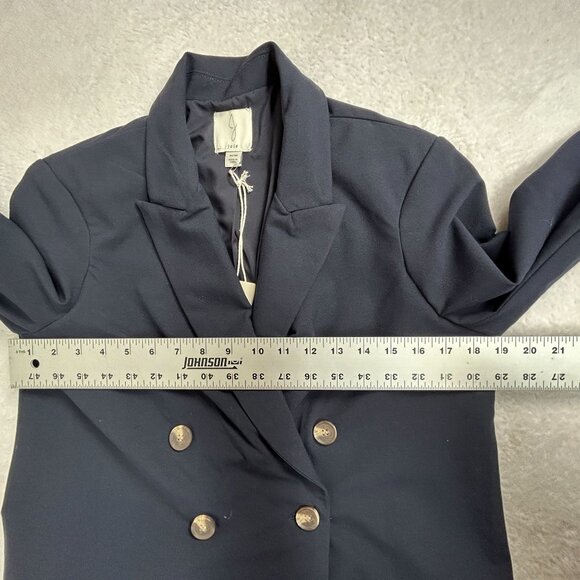 Joie Womens Double Breasted Blazer Medium Navy Notch Collar Stretch Lined New - Picture 6 of 7